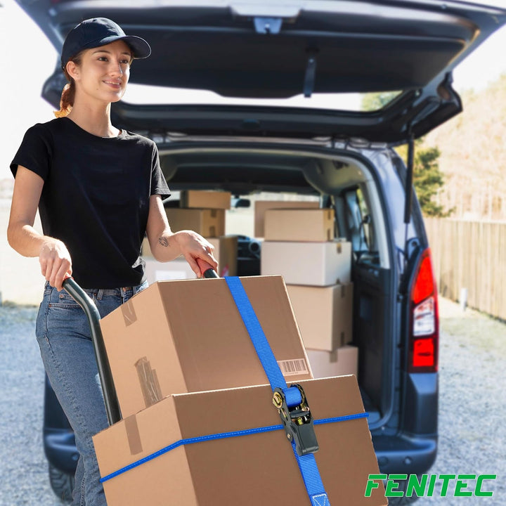 Spanngurte mit Ratsche und Haken 1000 KG Bruchlast 500 KG Tragkraft -12-TLG. 5m 25mm - EN12195-2 - Z