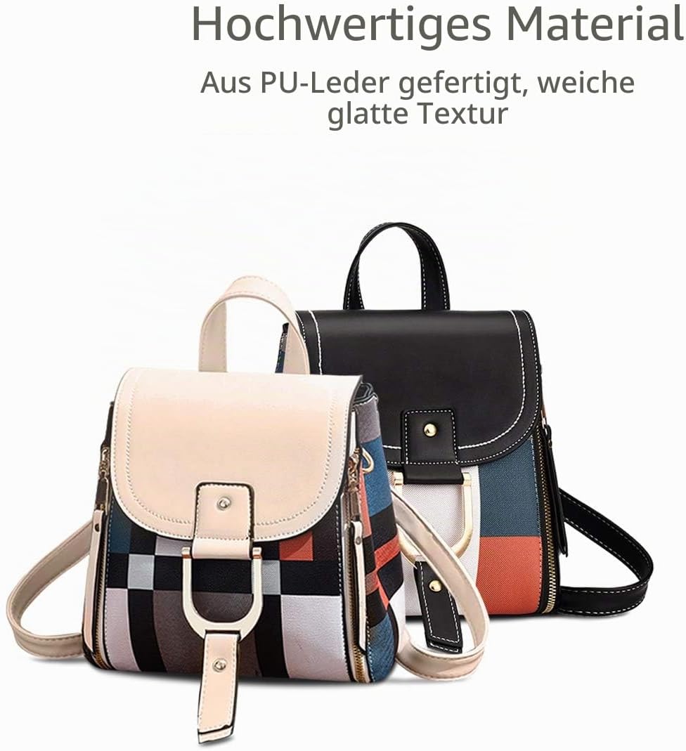 NICOLE&DORIS Damen Rucksack Kleiner Rucksack Umhängetasche Handtaschen Rucksack für Damen Leder Ruck