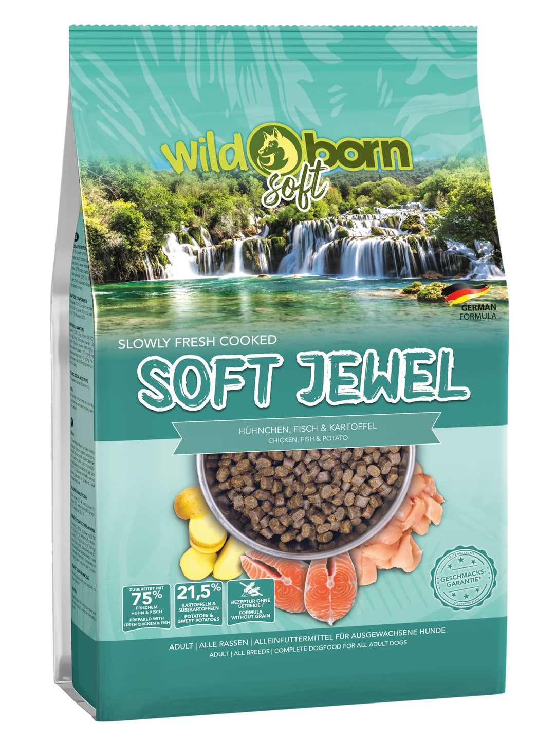 Wildborn SOFT JEWEL 4 kg getreidefreies Hundefutter mit 75% frischem Huhn &amp; Fisch | extra soft Hunde