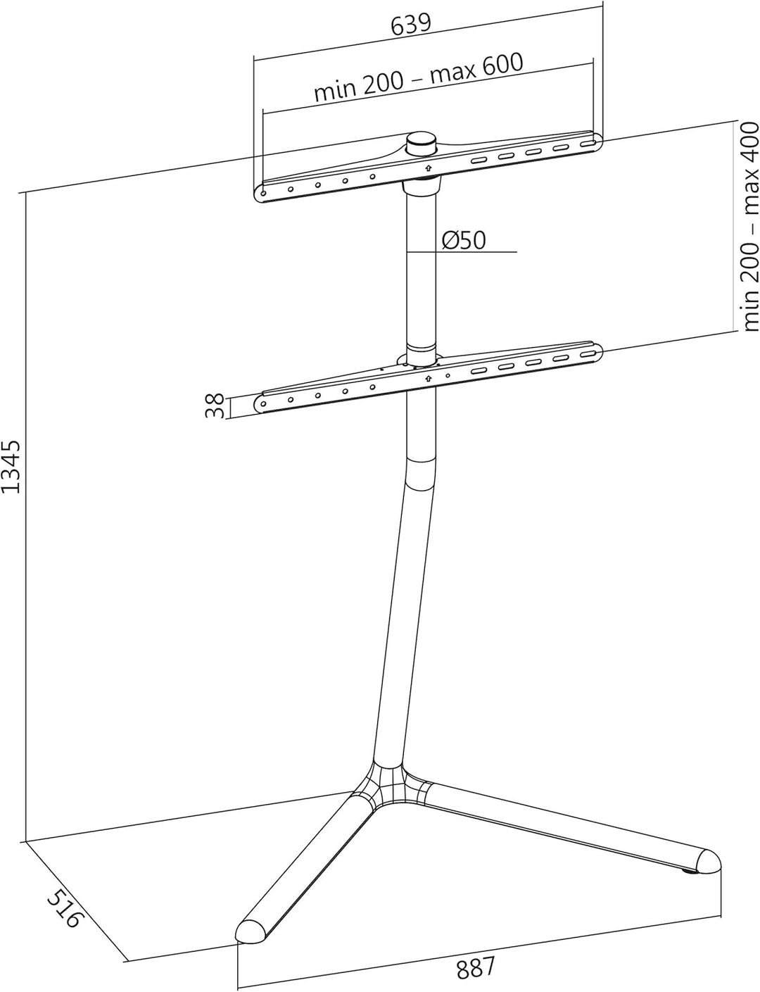 LogiLink BP0080 TV-Halterung Ständer (49-70 Zoll) V-Base, chrome