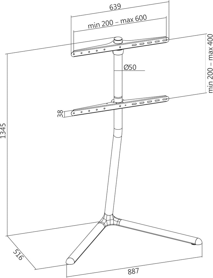 LogiLink BP0080 TV-Halterung Ständer (49-70 Zoll) V-Base, chrome