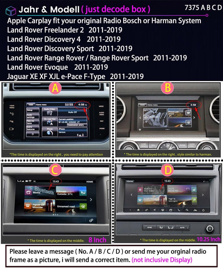 Wireless Carplay Android Auto Retrofit Kit Decoder für Land Rover/Jaguar with Bosch System 2015-2016