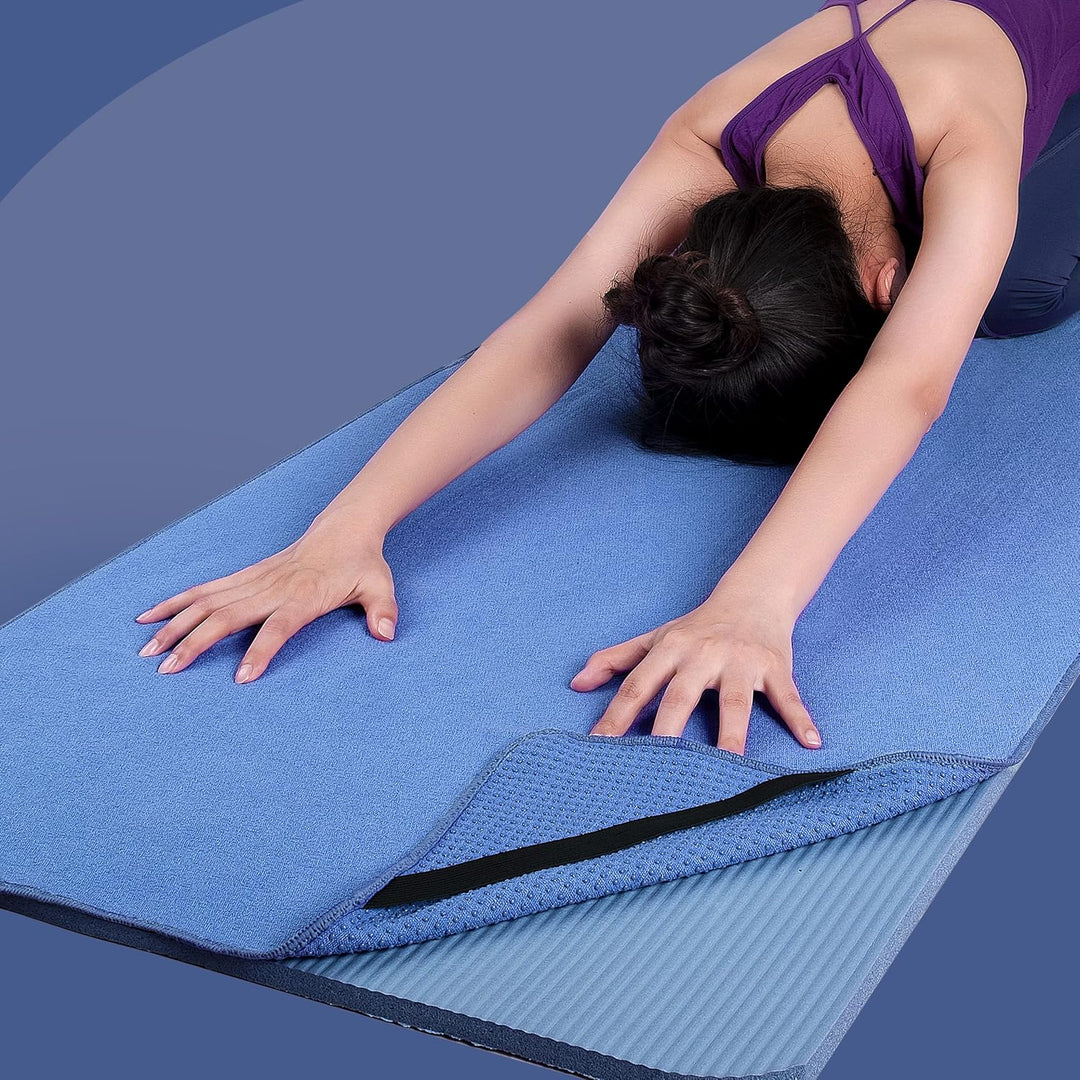 Polyte - Yoga Handtuch aus Mikrofaser mit Rutschfester Silikon Unterfläche und Elastischen Bändern,