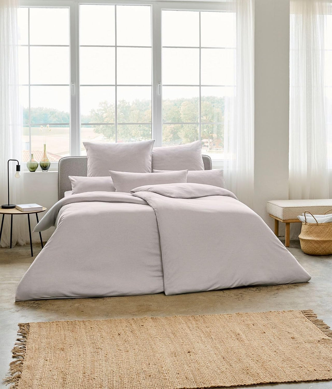 ESTELLA Mako Interlock Jersey Bettwäsche Uni Takoma Silber, 1 Bettbezug 135 x 200 cm + 1 Kissenbezug