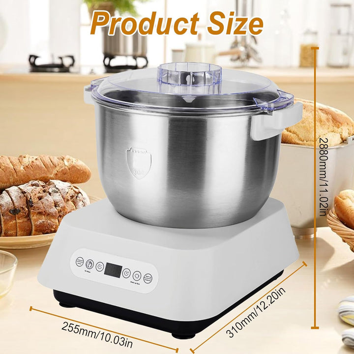 Edelstahl Teigmehl Mixer, 7L Teigknetmaschine mit Fermentierungsfunktion, Edelstahl Teigmaschine mit