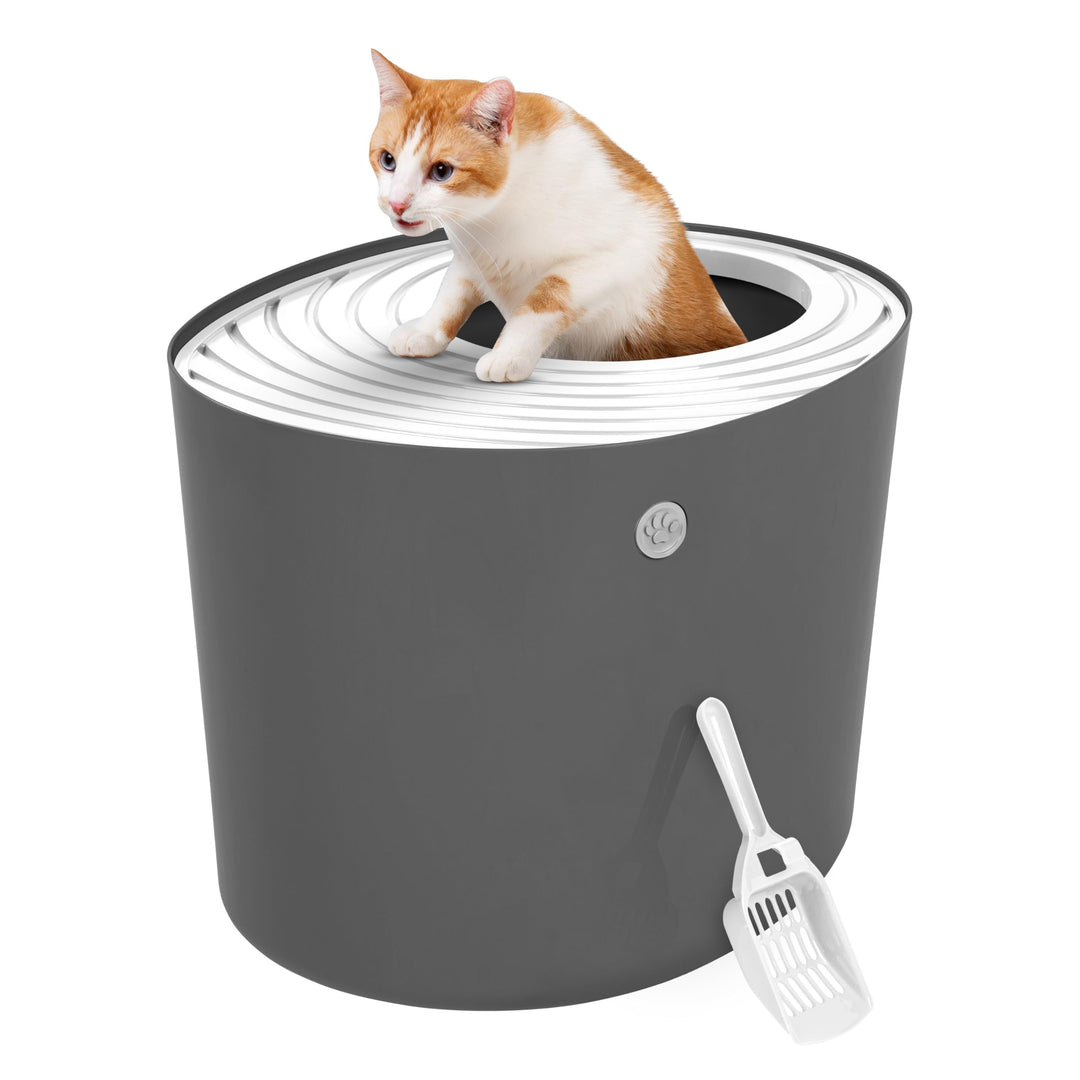 Iris Ohyama, Katzentoilette, Geschlossenes Katzenklo, Schaufel, L53 x T41 x H37 cm, PUNT-530, Grau G