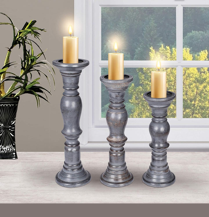 Set mit 3 hölzernen Stumpenkerzenhaltern, ideal für LED- und Stumpenkerzen, Geschenke für Hochzeit,
