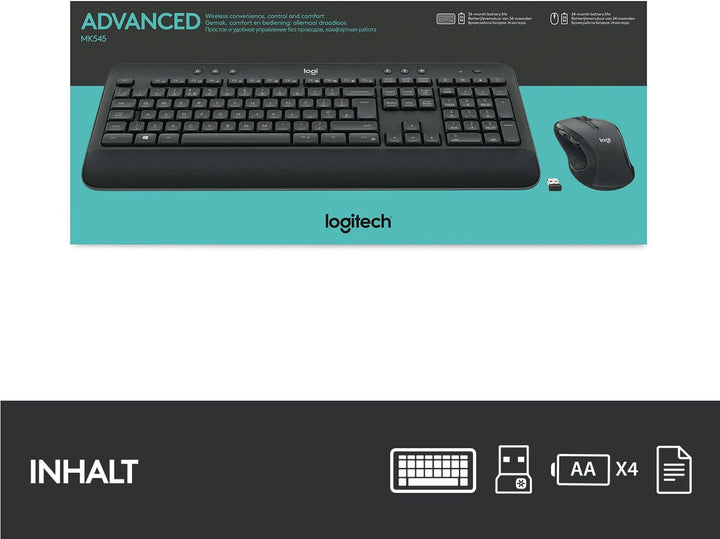 Logitech MK545 erweiterte drahtlose Tastatur und Maus, QWERTZ-Layout