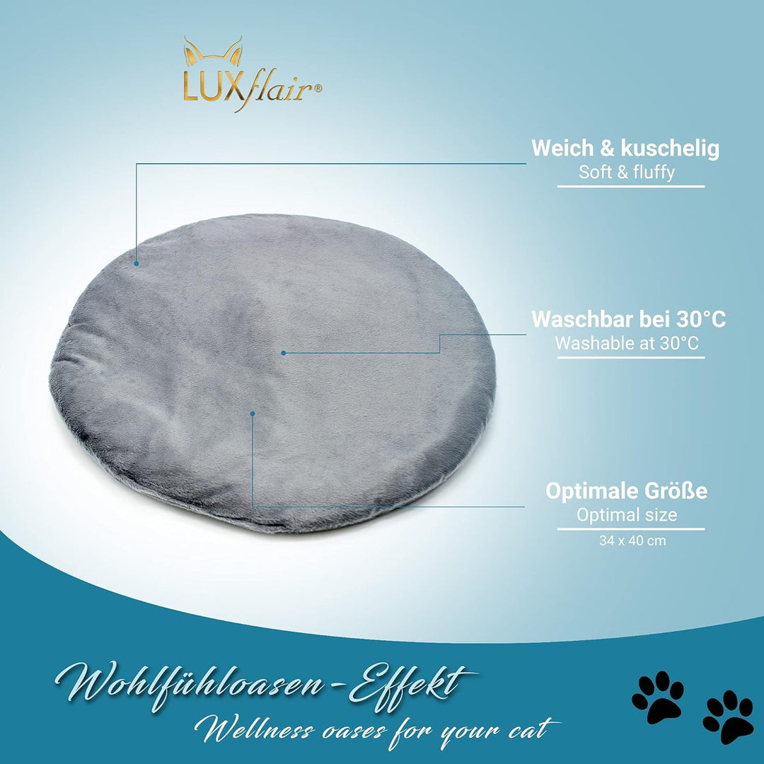 Luxflair Stabile Filz Katzenhöhle mit Ohren, ca. 38x42x36cm gross, waschbar, Liegekissen, dunkelgrau