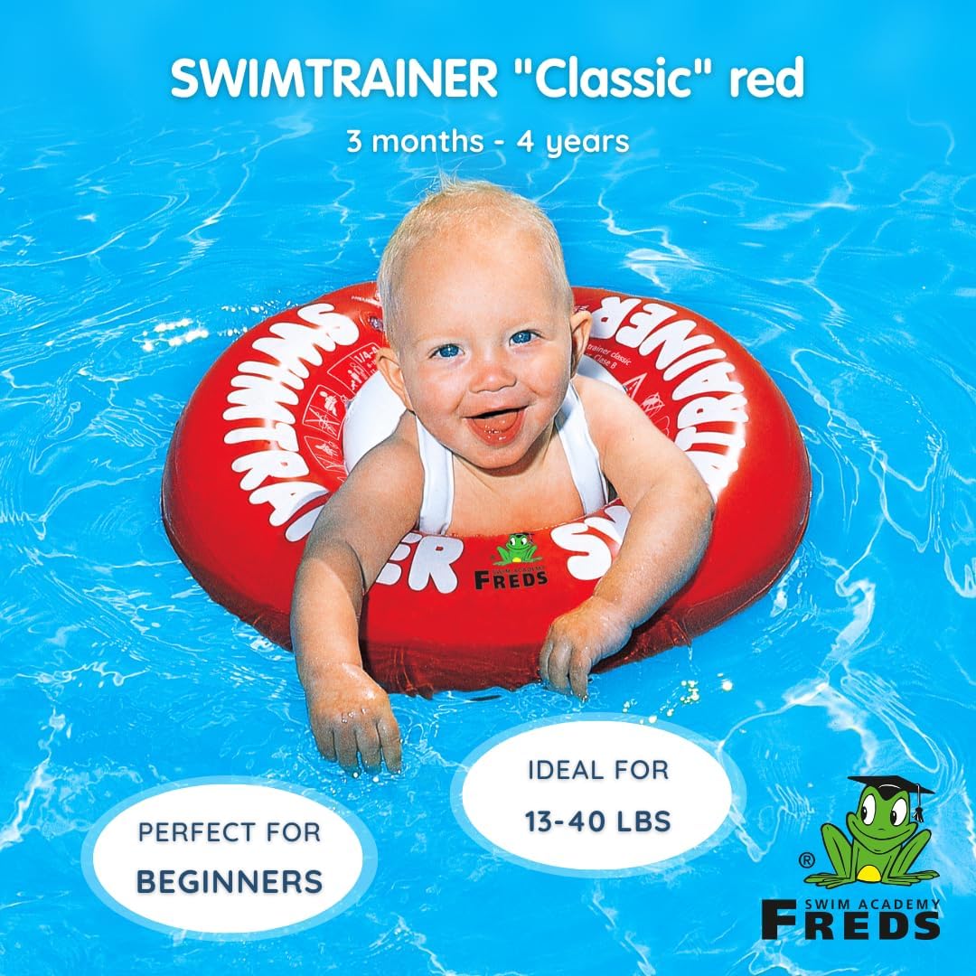 FREDS SWIM ACADEMY SWIMTRAINER Classic Rot - Schwimmtrainer für Kinder von 3 Monaten bis 4 Jahren, a