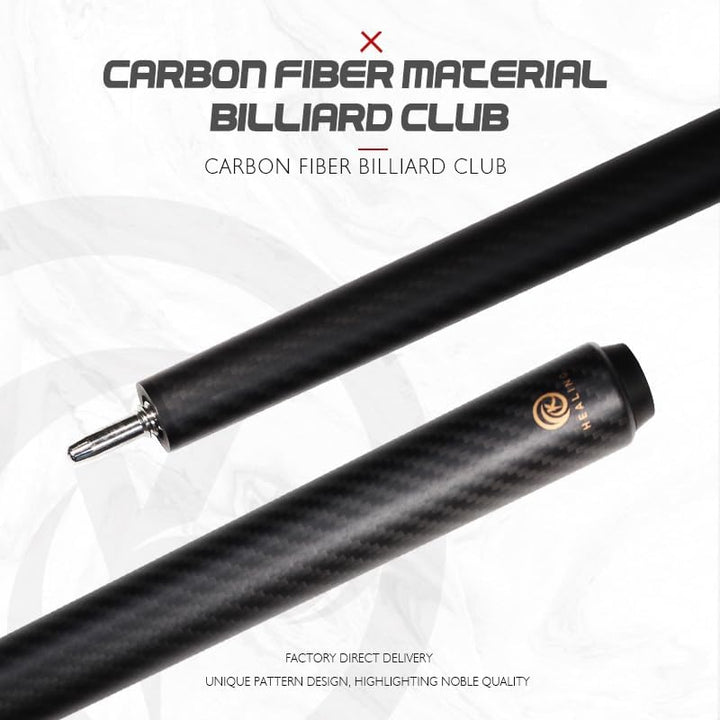OKHEALING Carbon Fibre Billardqueue, 147cm, 12.4mm Kopf, für Amateur und Profi Billardspieler (mit H