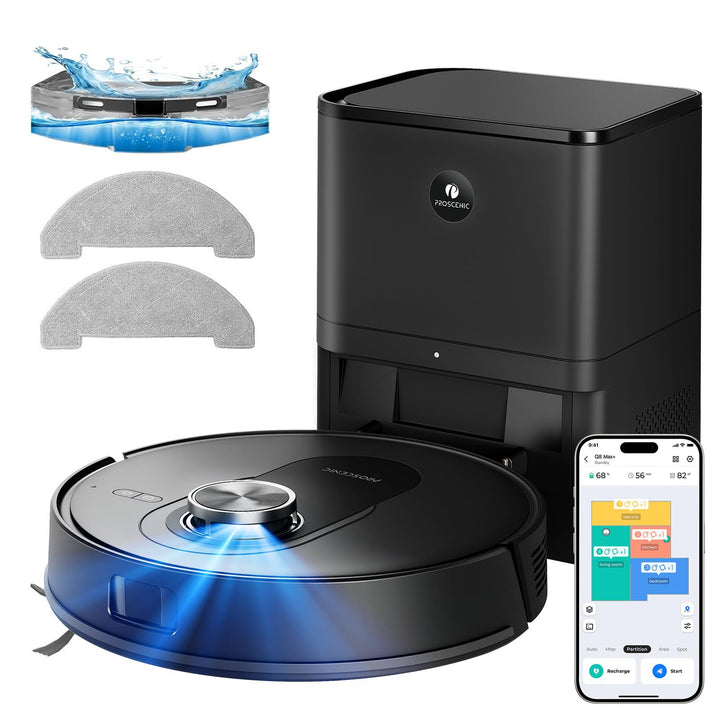 Proscenic Q8 Max+ Saugroboter mit Wischfunktion, 8000Pa 200min Staubsauger Roboter mit 3L Staubbeute