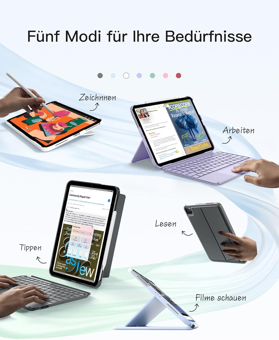 Inateck Hülle mit Tastatur,Ultraleichte Tastatur für iPad 10/11 Generation A16 2025 11 Zoll,iPad Air