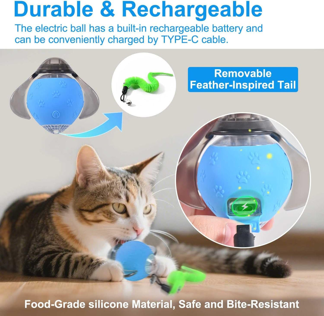 Interaktives Katzenspielzeug Elektrisch mit Federschwanz,2025 Neu Wiederaufladbares Firefly Interakt
