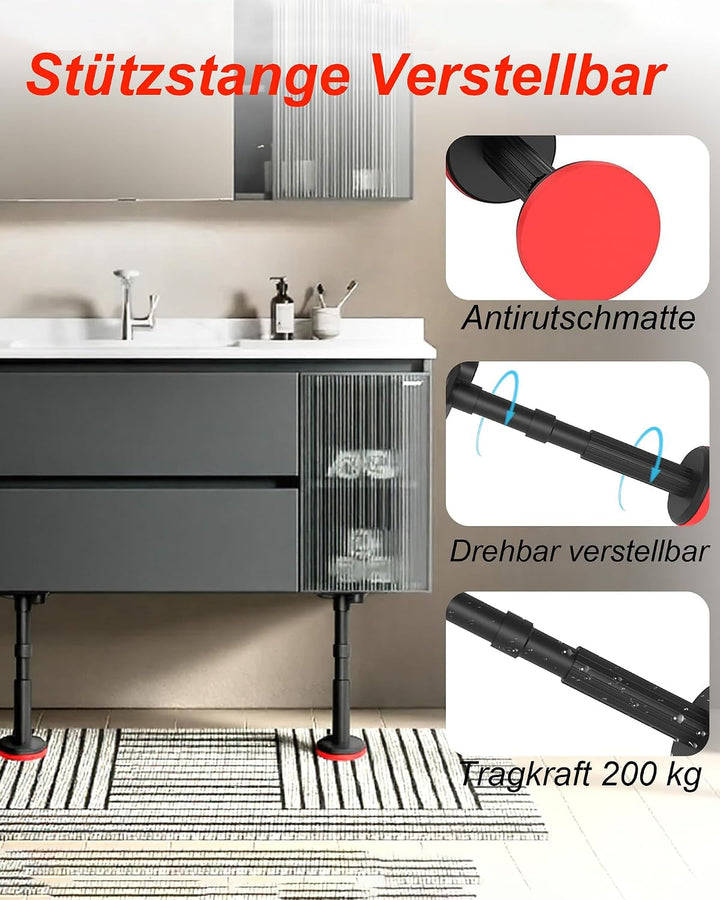 Teleskopstützen Höhenverstellbar 18-45cm - 2 Stück Teleskop-Stützstange | Verstellbar Stützsystem Te