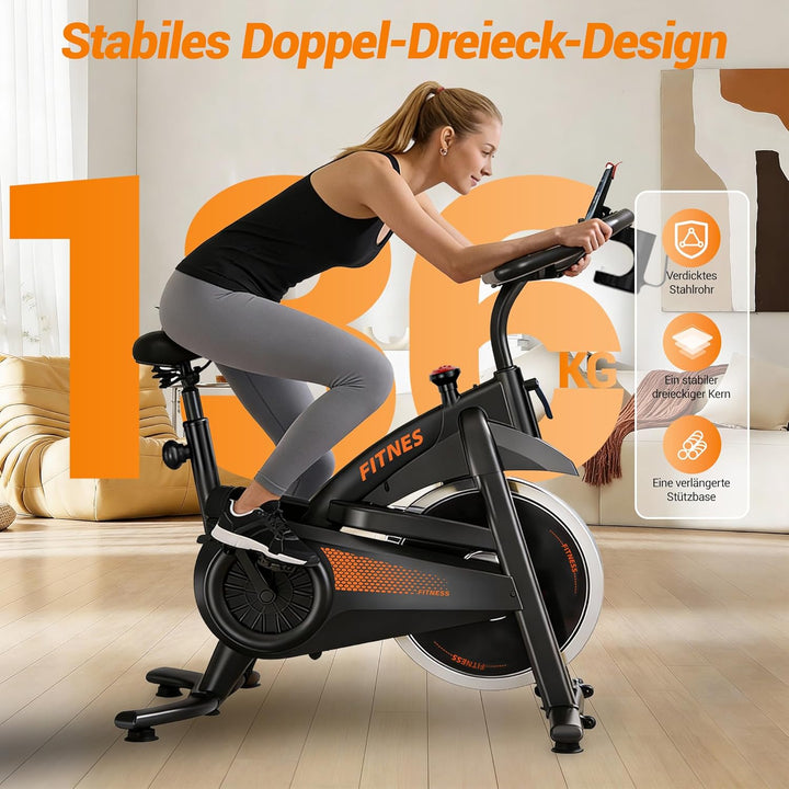 UMAY Heimtrainer Fahrrad Klappbar, Indoor Spinning Bike, Ergometer mit Pulsmessung & LED Display, Ho
