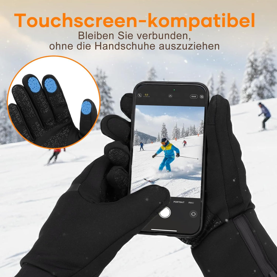 Beheizbare Handschuhe für Herren Damen, Wiederaufladbare Beheizte Handschuhe mit Touchscreen, Wasser