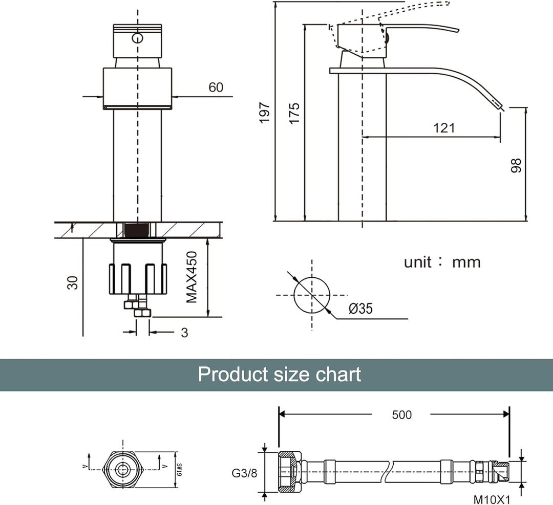 iVIGA Wasserhahn Bad, 175MM Waschtischarmatur wenig Lärm Einhandmischer Wasserfall Waschbeckenarmatu