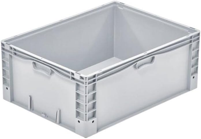 SparSet 4x Euro-Norm Grossbehälter | HxBxT 32x60x80cm | 133 Liter | Glatter Boden | Grau | Eurobehäl