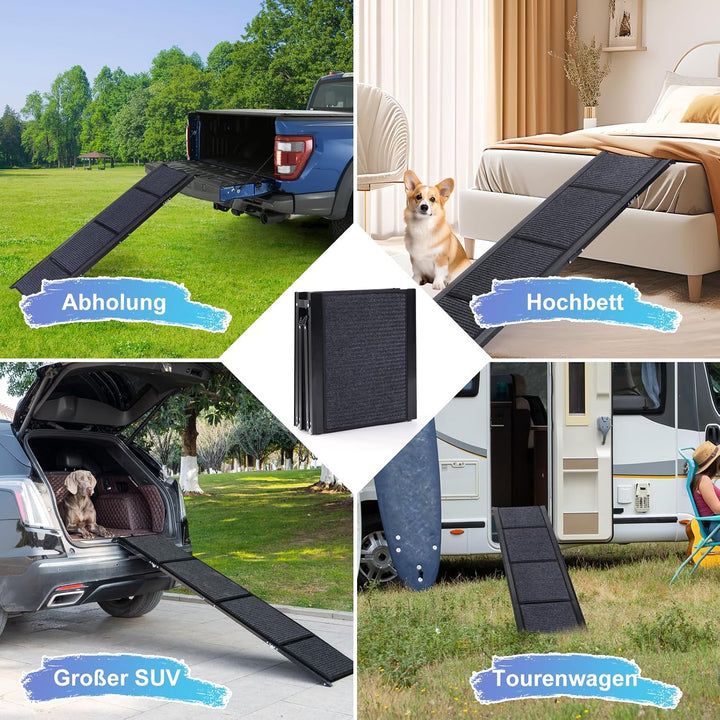 Uross Hundetreppe für Auto 180CM - Zusammenklappbare Hundetreppe für Auto und SUV, Aluminium-Hundetr