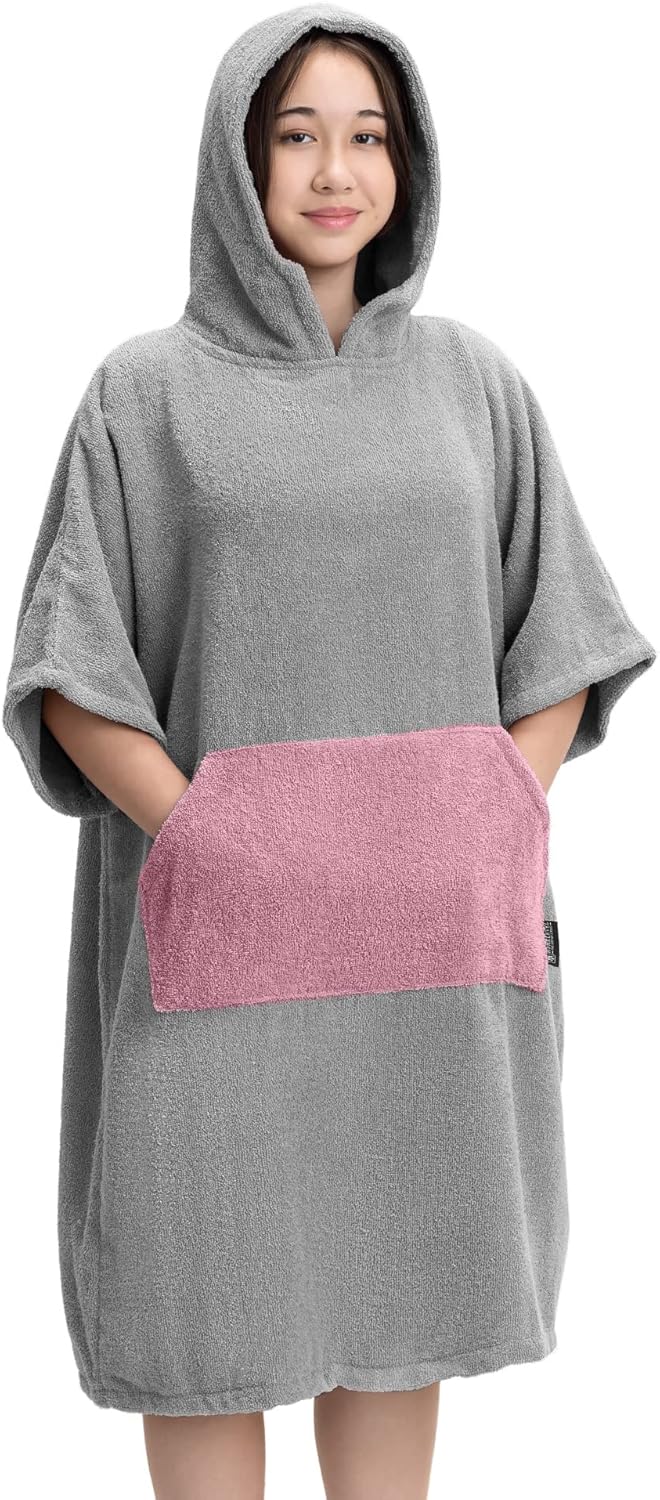 HOMELEVEL Surf und Badeponcho für Kinder - Poncho Handtuch - Badeponcho - Bademantel für Kinder - 10