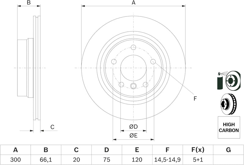 Bosch BD1086 Bremsscheiben - Hinterachse - ECE-R90 Zertifizierung - zwei Bremsscheiben pro Set