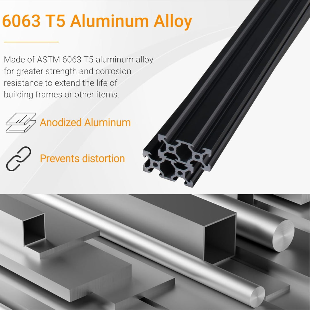 CNCYEAH 2 Stück V Typ Systemprofile 2040 1000mm Aluminiumprofil Extrusions Eloxierte Linearschiene+2