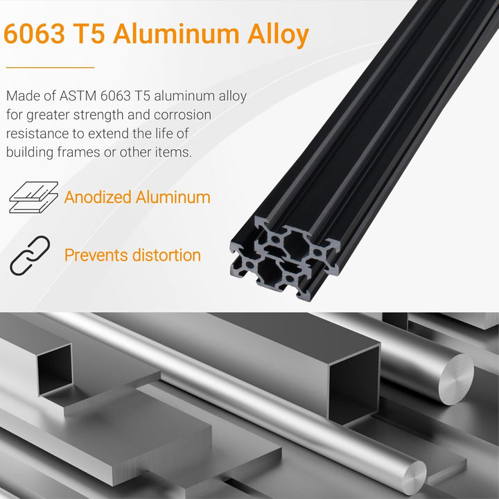 CNCYEAH 2 Stück V Typ Systemprofile 2040 1000mm Aluminiumprofil Extrusions Eloxierte Linearschiene+2