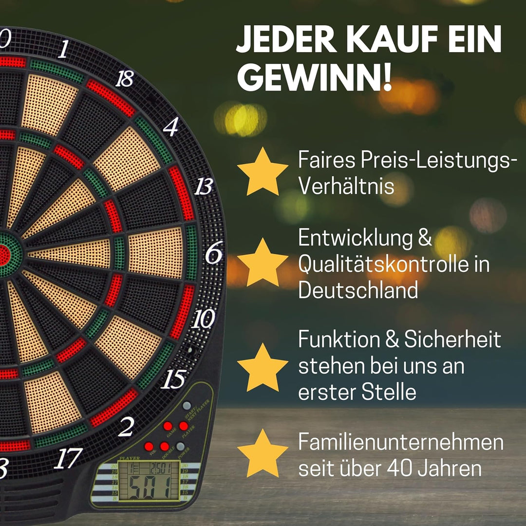 Best Sporting Dartscheibe elektronisch Chester 2 I elektronische Dartscheibe mit LCD-Anzeige I E-Dar