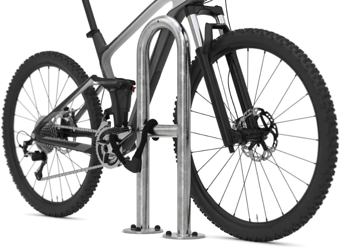 Fahrrad-Anlehnbügel 9521 | 350mm mit Knierohr | für 2 Fahrräder | zum Aufdübeln | Stahl verzinkt | B