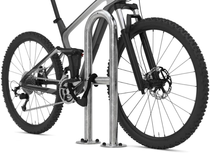 Fahrrad-Anlehnbügel 9521 | 350mm mit Knierohr | für 2 Fahrräder | zum Aufdübeln | Stahl verzinkt | B