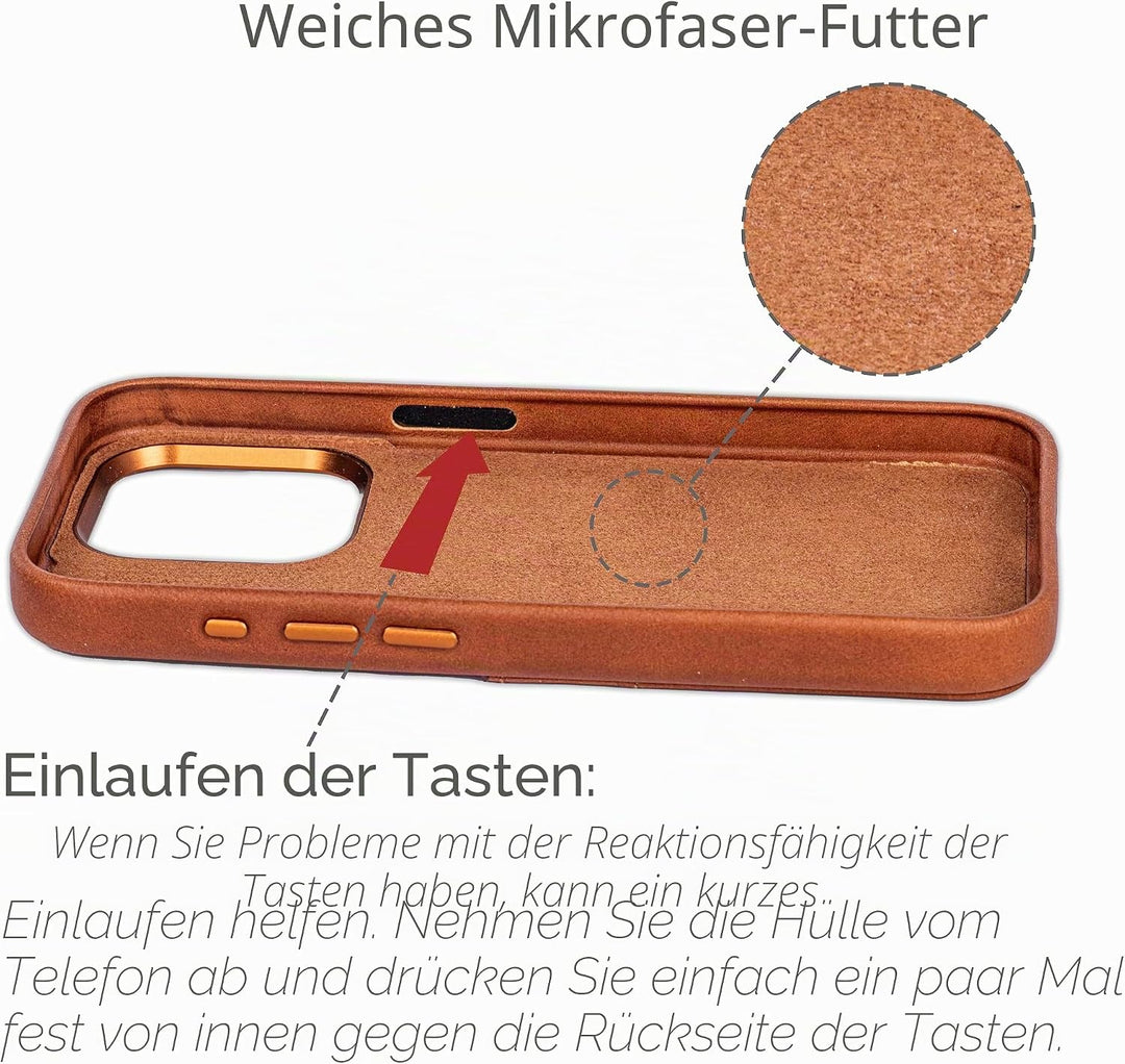 Dockem Echtleder Kartenetui für iPhone 14 Pro Max mit Kartenfachen und Integrierter Metallplatte zur