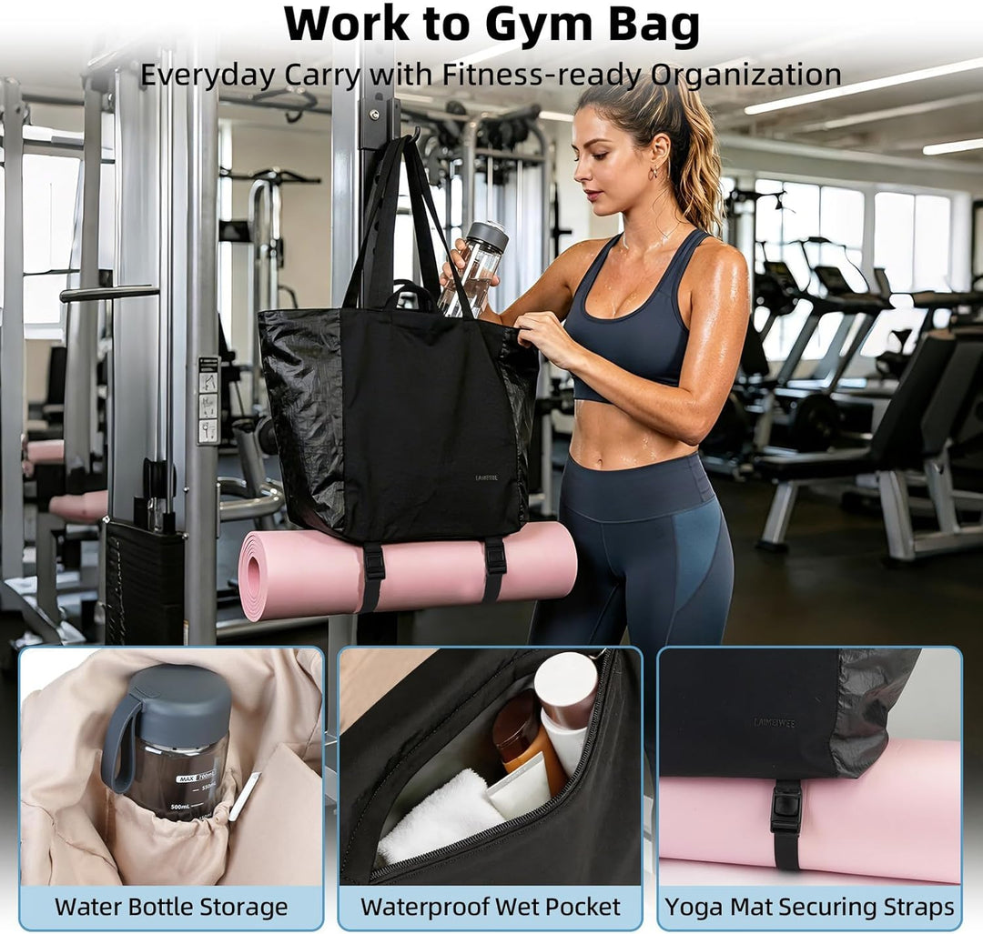 Leichte geräumige Tote Bag für Damen, 25L erweiterbare Reise- & Arbeitstasche mit Tabletfach, Sportt