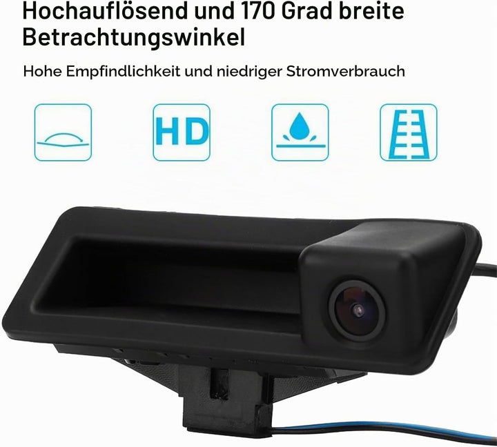 Rückfahrkamera DC12V IP66 Mini Auto-Kofferraum Griff Rückansicht 170 Grad Rückfahrkamera Fit for 3er