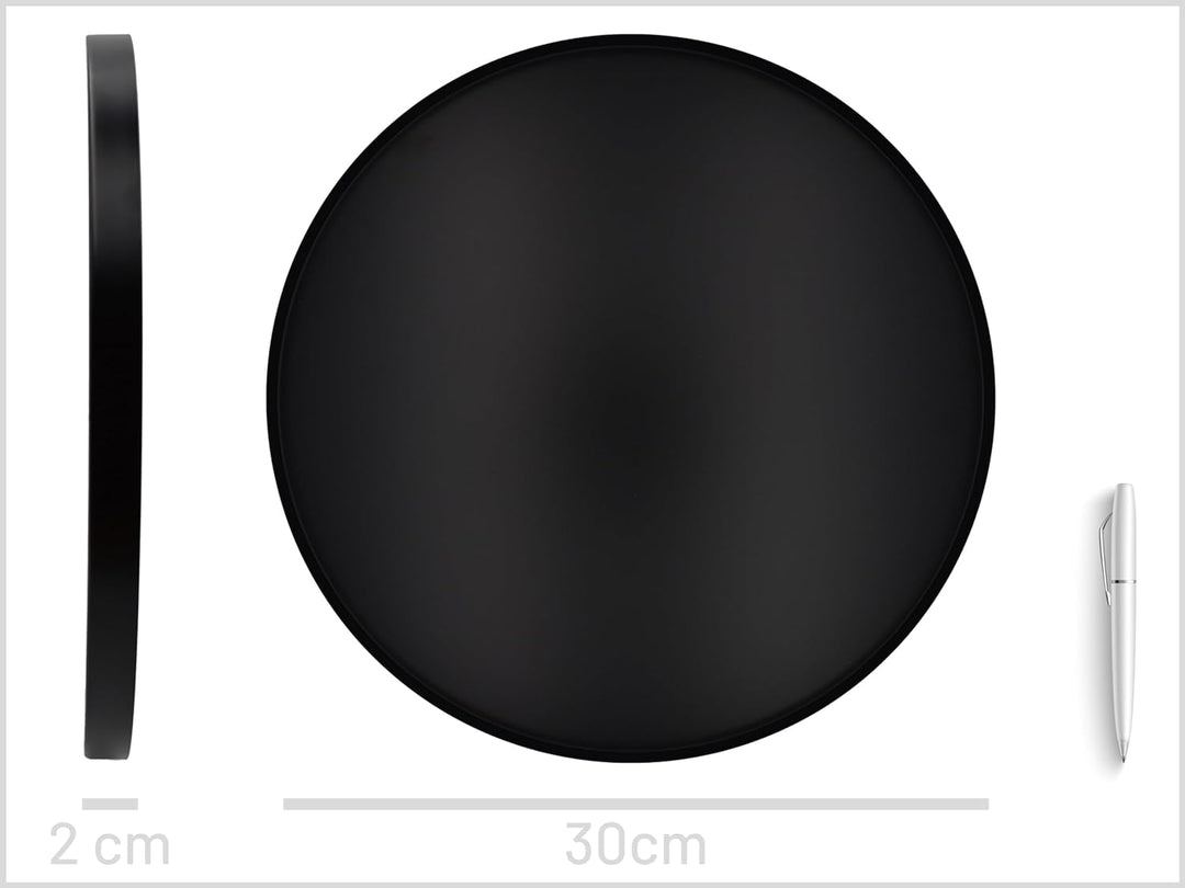 D&D Living® Deko Tablett Rund Ø 30 cm | Design Dekoteller und Dekotablett aus Metall (Schwarz matt),
