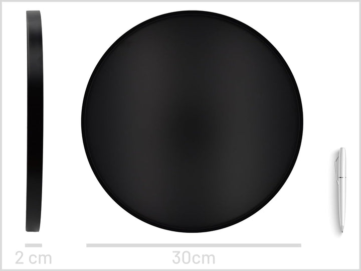D&D Living® Deko Tablett Rund Ø 30 cm | Design Dekoteller und Dekotablett aus Metall (Schwarz matt),