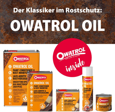 OWATROL – OIL – Set – Farbloser Rostschutzlack (1 Liter) und -spray (2 x 300ml) – farblos – dringt e