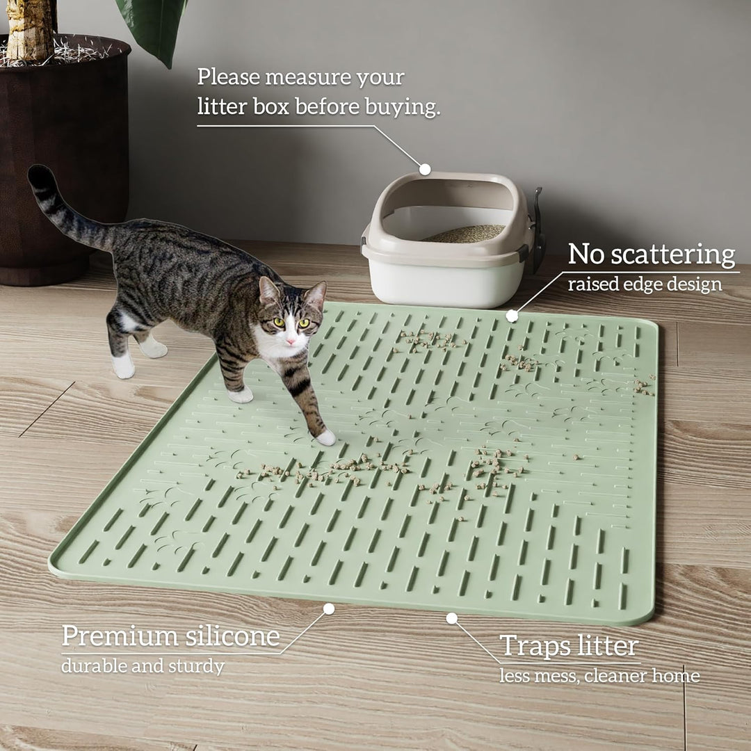 OHMO Katzenklo Matte aus Premium-Silikon 60x40cm, wasserdicht und BPA-frei Katzentoilettenmatte, ein