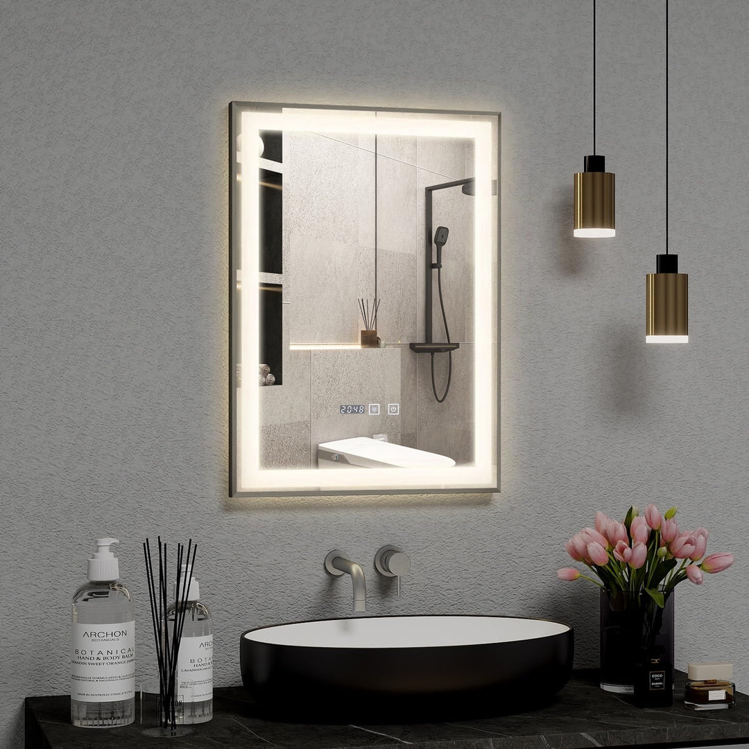 YOURLITE Spiegel mit Beleuchtung, 70x50cm, Badspiegel mit Beleuchtung Touch-Schalter, LED Spiegel mi