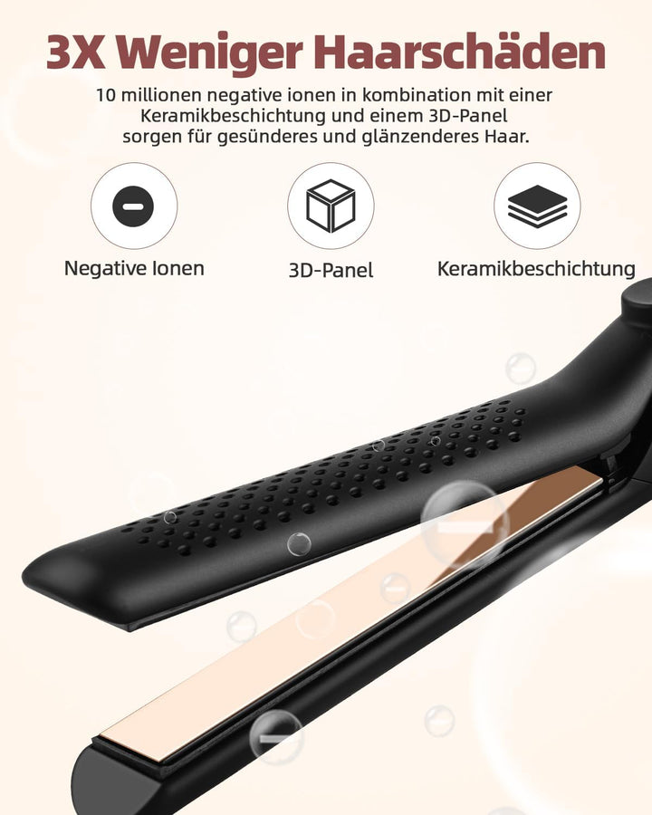 CkeyiN Glätteisen, Lockenstab, 2 in 1, 360 ° Airflow Styler, professioneller Haarglätter aus Keramik