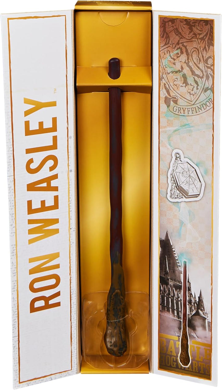 Wizarding World Harry Potter - Authentischer Ron Weasley Zauberstab aus Kunststoff mit Zauberspruch-