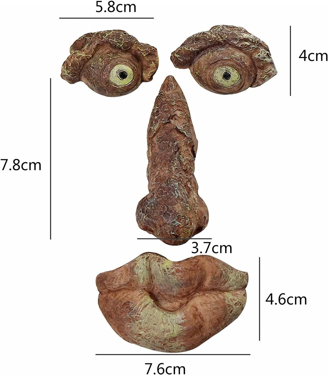 Baumstammdekoration, 4 Stück, 3D in Form eines Baumgesichts des alten Mannes, lustiges Harz, Vogelfe