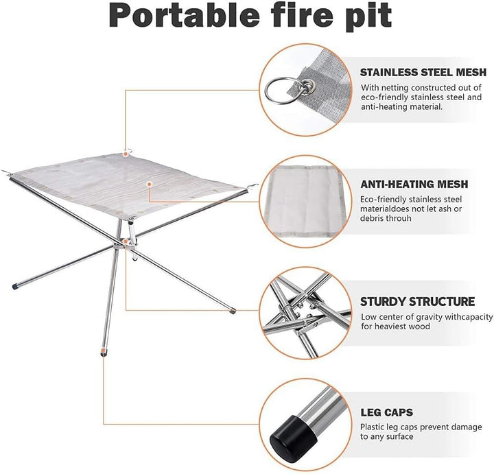 flintronic Fire Pit Outdoor, Tragbare Feuerstelle Fire Pit Outdoor mit Feuer Pit Mat und Carry Bag,
