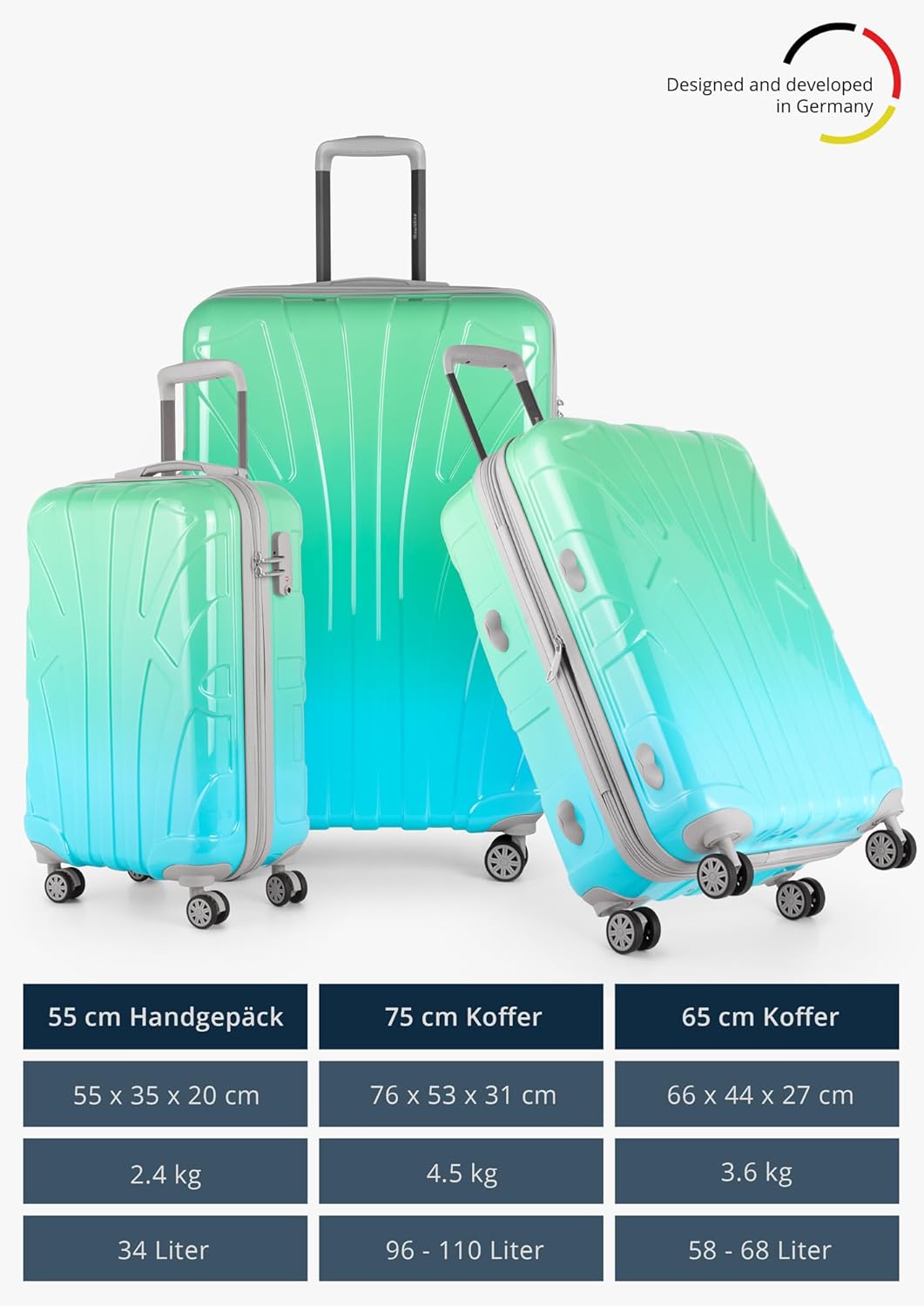 suitline - grosser Hartschalen-Koffer Koffer Trolley Rollkoffer XL Reisekoffer, TSA, 76 cm, ca. 96-1