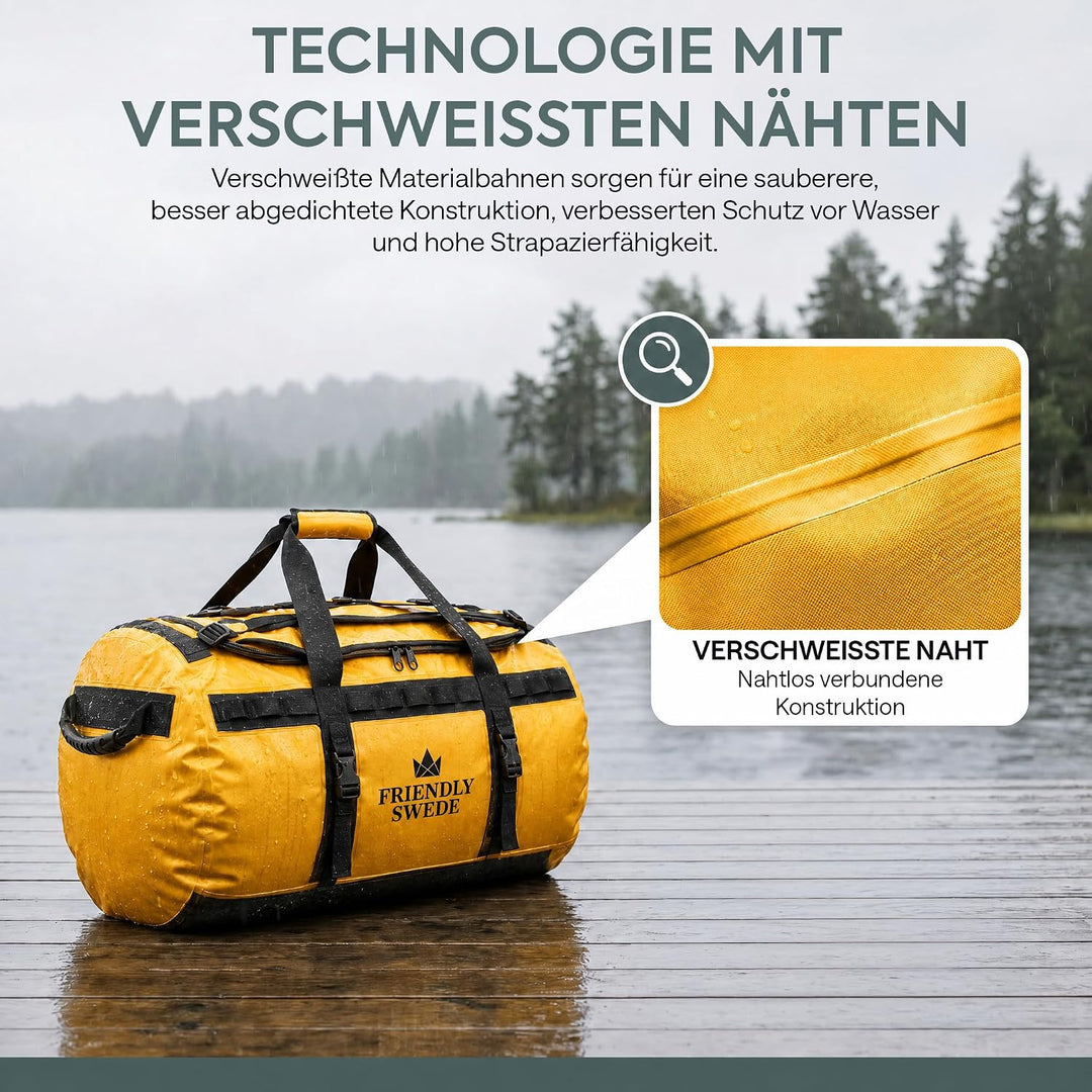 The Friendly Swede Wasserfeste Reisetasche Duffle Bag Rucksack - 30L / 60L / 90L - Seesack, Sporttas