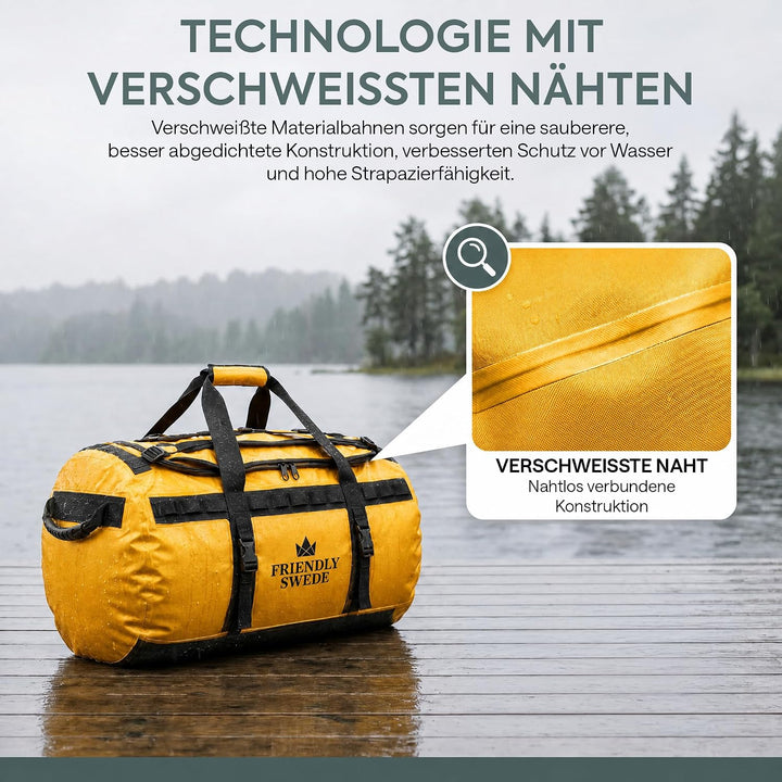 The Friendly Swede Wasserfeste Reisetasche Duffle Bag Rucksack - 30L / 60L / 90L - Seesack, Sporttas