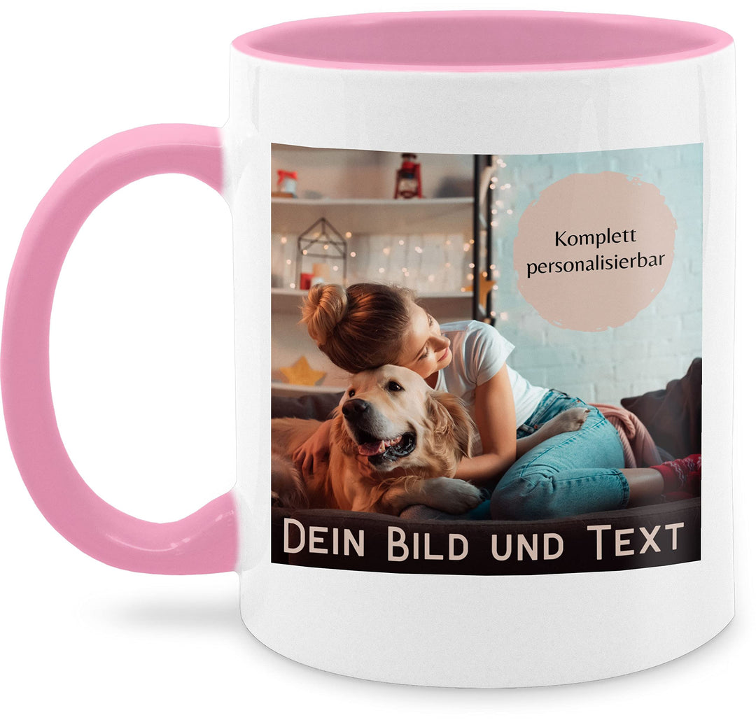 Tasse Tassen 325ml - eigenem - Foto Bild Geschenk I Dein Bild und Text - 325 ml - Rosa - fototasse c