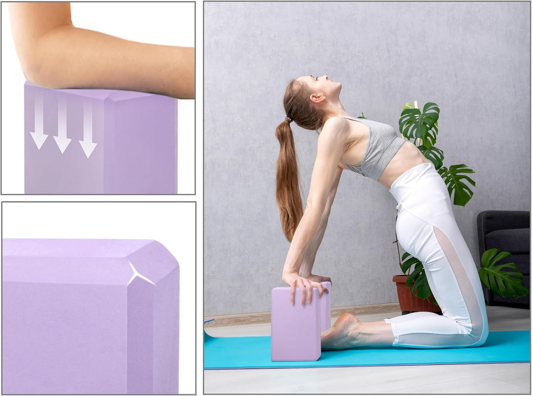 EXERZ Yoga Blocks 2 pack, Gym Blocks, Exercise Workout Fitness Bricks, Pilates Stretch Handstand Non