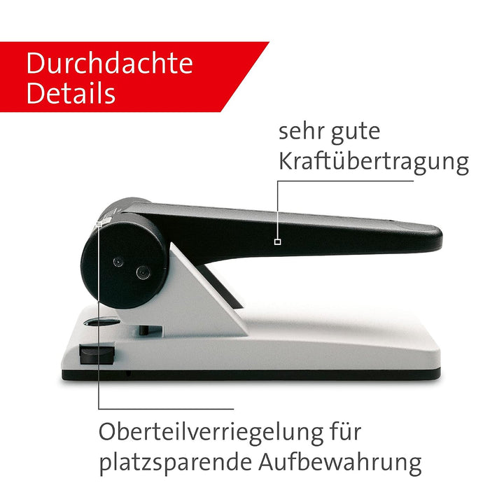 Novus B 265 Locher (Registraturlocher für das Büro, Metall, Stanzleistung) 65 Blatt, lichtgrau/schwa