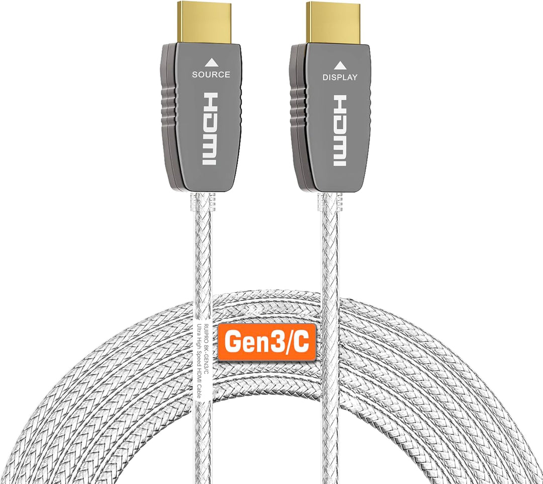 RUIPRO 8K HDMI Glasfaser Zertifiziert Kabel 10M, Optisches HDMI 2.1 48Gbps 8K@60Hz 4K@120Hz Dynamic